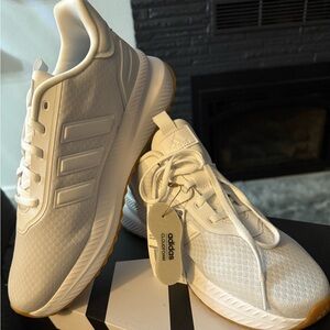 Adidas White Sneakers with Gum Sole